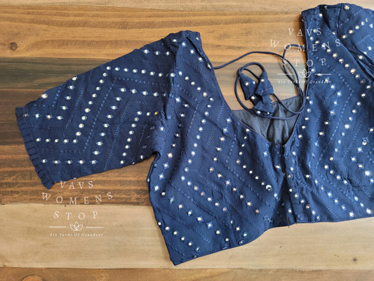 Soft Georgette foil mirror work blouse