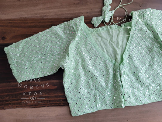 Soft Georgette foil mirror work blouse