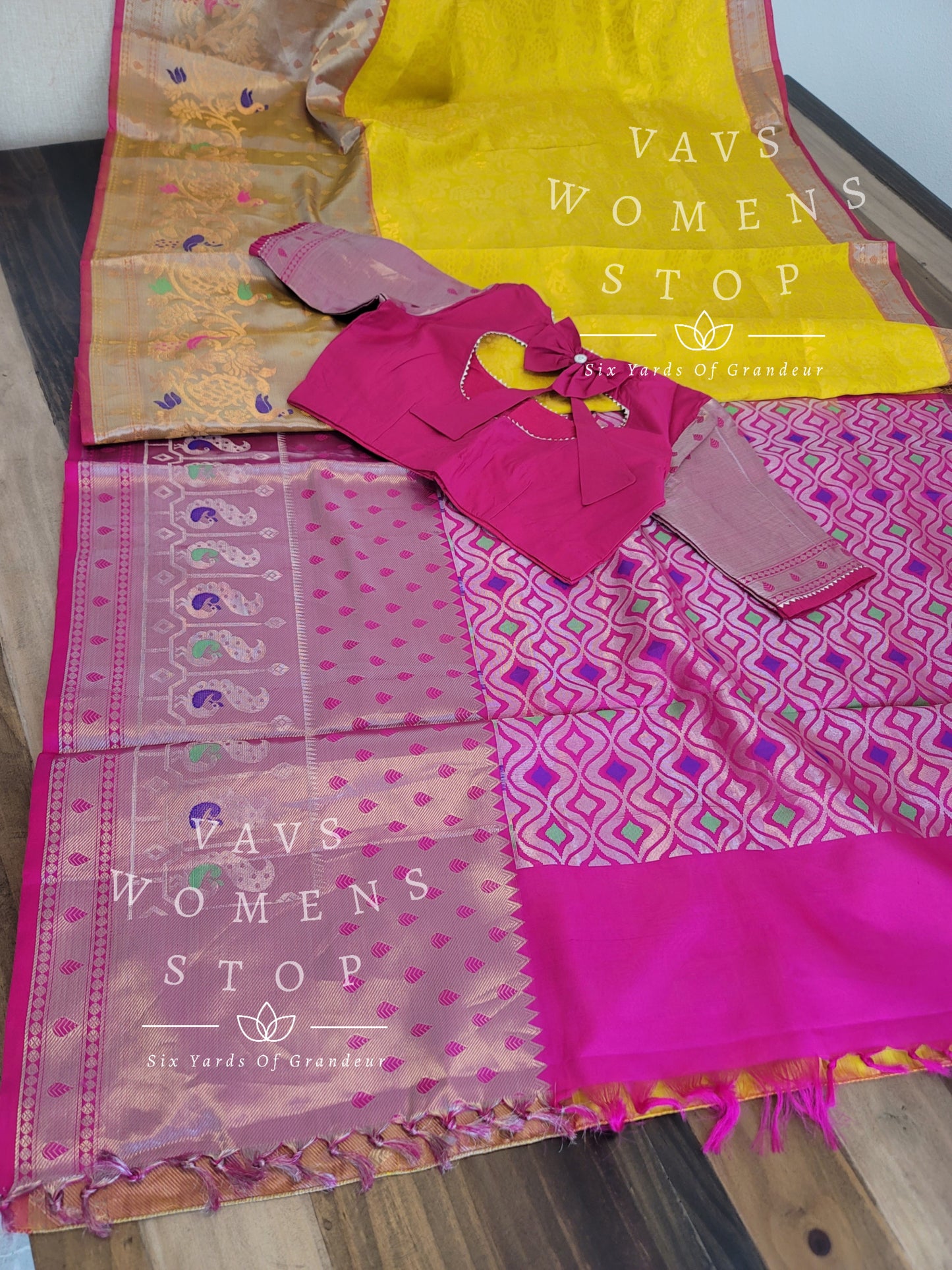 Pure Kuppadam Handloom Kanchi Border Allover Weaving Designer Saree - Blouse