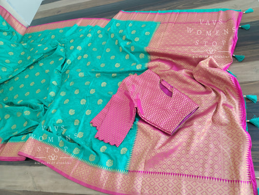 Designer Satin Benarasi Silk Saree - Blouse