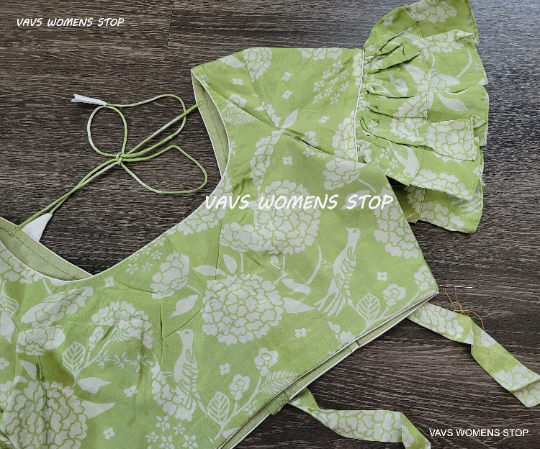 Light Green Shade Floral Prints Blouse