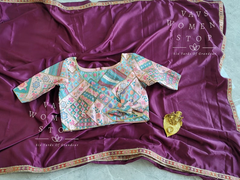 Plain Viscose Modal Silk Saree Paired - Pure Tussar Rawsilk Embroidery Blouse