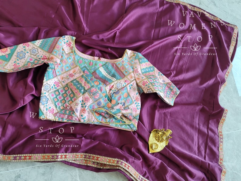 Plain Viscose Modal Silk Saree Paired - Pure Tussar Rawsilk Embroidery Blouse