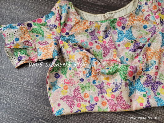 Butterfly Print Cotton Blouse