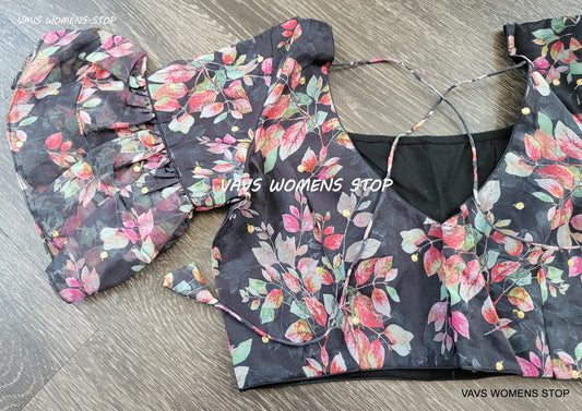 Black Floral Prints Blouse