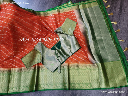 Kanchi Border Semi Organza Saree - Blouse