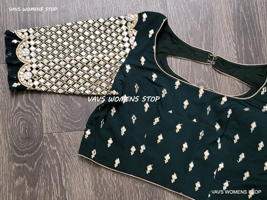 Pure Georgette Designer Foil Mirror Work Blouse