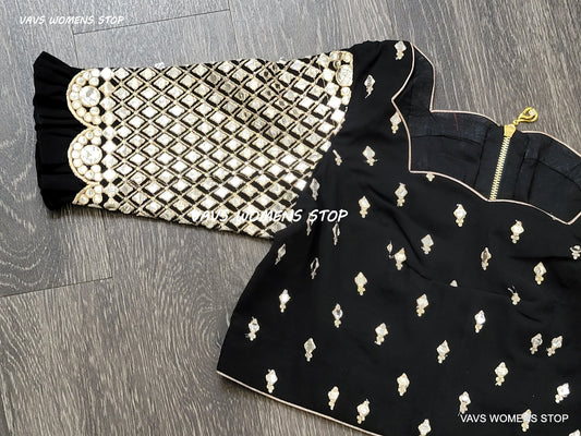 Pure Georgette Designer Foil Mirror work Blouse